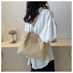 KBW374 Hot Spring Summer Tote Bag New Temperament Fashion Shoulder Beach Bag Large Capacity Solid Colour Woven Bags For Women