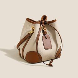 2024 Custom Luxury Genuine Leather Shoulder Bucket Bag For Women Drawstring Purse