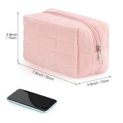 Cozy Plush Makeup Bag Fluffy Fuzzy Cosmetic Pouch Large Capacity Soft and Adorable Pillow-shaped Travel Toiletry Bag