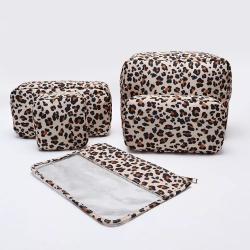 Keymay Custom Waterproof Snacks Mom Glam Leopard  Toiletry Bag Organizer Makeup Storage Flat Pvc Cosmetic Bag Makeup Travel Bag