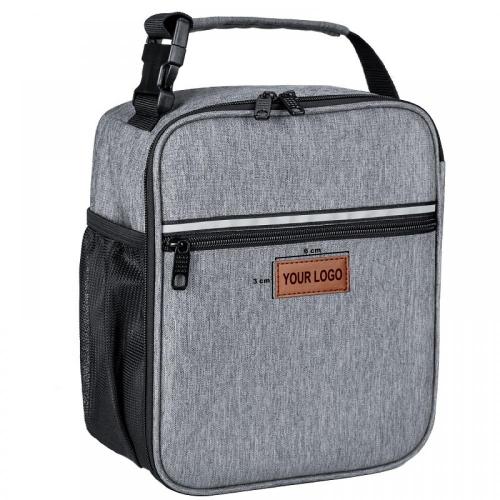 Custom Logo Printed High Quality Black Small Size Aluminum Foil 660D Thermal Insulated Food Pouch Lunch Box Cooler Bag