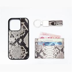OEM ODM Luxury Real Snake Skin Leather Phone Cases For Iphone13 14 15 Pro Max Promax Keychain Card Holder 3 Pcs Set