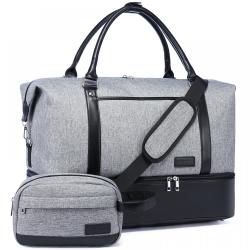 LOVEVOOK 2pcs Travel Duffle Weekender Bags for Men with Shoe Compartment Carry on Overnight Bag Gym Duffel Bag with Wet Pocket