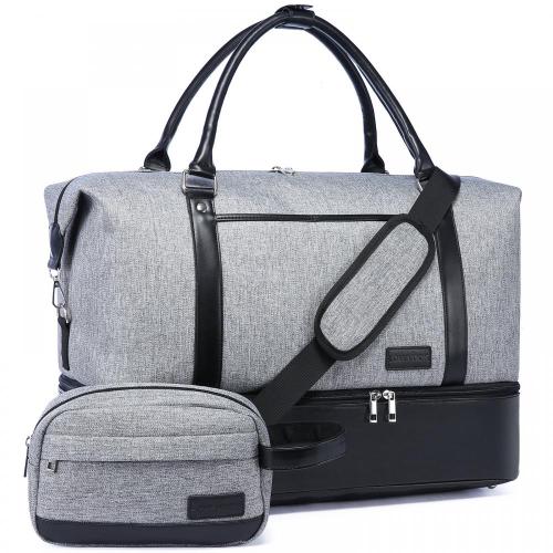 LOVEVOOK 2pcs Travel Duffle Weekender Bags for Men with Shoe Compartment Carry on Overnight Bag Gym Duffel Bag with Wet Pocket