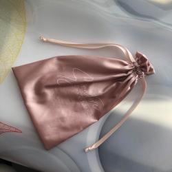 Soft Rose Pink Silk Drawstring Pouch  Silk Packaging Bag For Underwear