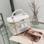 2022 New Fresh And Sweet Pearl Portable Embroidered Chain Bucket Bag Solid Color Rhombic Lattice Single Shoulder Messenger Bag