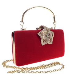 Wholesale five leaf flower decoration velvet evening bag wedding party bags women chains shoulder bag for young ladies