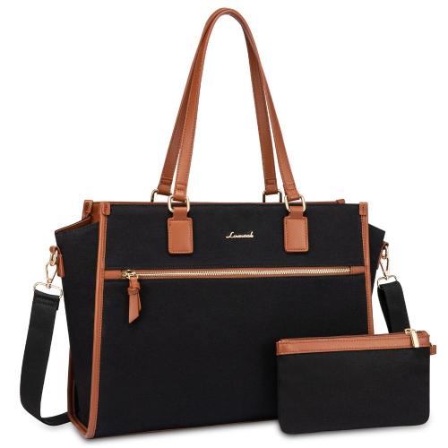 LOVEVOOK 2pcs Fashion 15.6 Inch Office Work Leather Tote Bags High Quality Business School Travel Laptop Handbag Bags for Women
