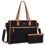 LOVEVOOK 2pcs Fashion 15.6 Inch Office Work Leather Tote Bags High Quality Business School Travel Laptop Handbag Bags for Women