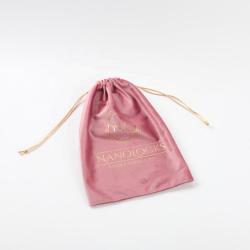 Custom Gold Logo Printed Pink Soft Velvet Drawstring Hair Wig Packaging Bag Luxury Velvet Pouch For Hair Extensions