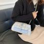 Fashion Mix - Color Ladies Designer Flap Bags PU Leather Woolen Cloth Pattern Cross Body Purse Women Golden Strap Sling Bag