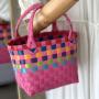 Beach Bag Colorful Woven Multi-Color Packing Belt Woven Basket Handbag