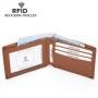 Popular Wholesale Classic Brown Genuine Leather Mans Wallets Microfiber Leather RFID Blocking Slim Minimalist Wallet for Men