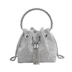 2024 Custom Crystal Diamond Drawstring Bucket Bag Purse For Women Evening Handbag
