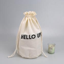 Round Bottom Custom Logo Printed Cotton Linen Gift Candle Makeup Packing Bag Natural Muslin Drawstring Dust Bag