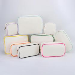 Low MOQ Wholesale Stock Multi Colors Zipper Christmas Cosmetic Bag Outdoor Travel Portable Cute Elegant Girls Canvas Makeup Bag