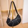 2024 Ladies Fashion PU Litchi Underarm Bag New Mini Portable Joker Shoulder Bag Single Chain Decoration Personalized Willow Nail