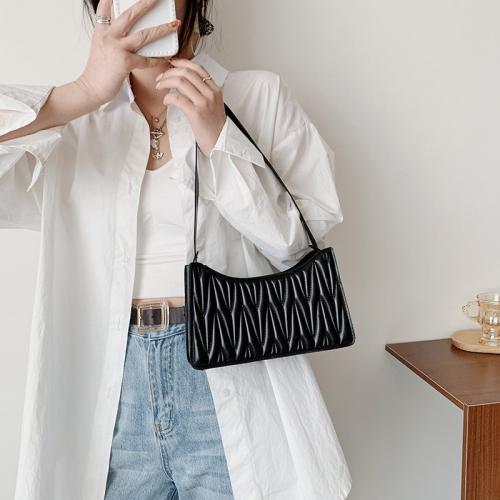 Custom Logo Designer Fashion Ruched Crossbody Bag China Wholesale PU Ladies Purses Girl Pure Color Square Hand Bag