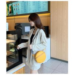 HR491 Women's Retro Small Round Bag Fashion and Versatile Single Shoulder Bag PU Niche Embroidered Handheld Messenger Bag