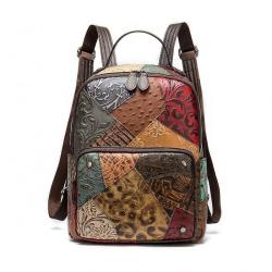 2020 Hot Selling Women's Genuine Embossed Leather School Laptop BackPack