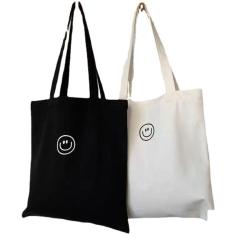 Bag Woman New Zipper Smile Instagram Simple Single Shoulder Canvas Large Capacity Korean Version Of Leisure Student Schoolbag