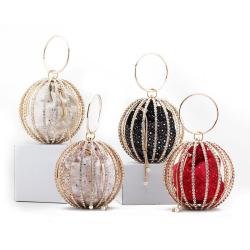 New Metal Hollow Handheld Diamond Ball Evening Bag