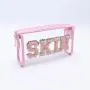 Keymay Personalized Letters Portable Waterproof Transparent PVC Makeup Bag Zipper Pouch Clear Makeup Bag