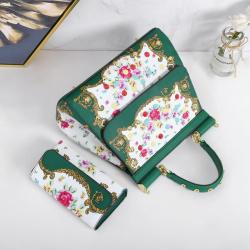 Fashion women's handbag set of two printing ladies bags colorful chicken tracks designer female bag China handbags factory 28 cm