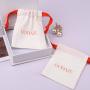 High End Soft Brush Canvas Drawstring Bag For Jewelry Custom Logo Cotton Ring Earring Jewelry Dust Pouch