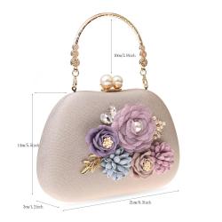 Elegant New Style Ladies Flower Evening Bags Clutch Shoulder Bag Pearl Buckle Wedding Dresses Pink Garment Cosmetic Bag Purse