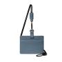 School Employee ID Card Holder Pass Case with Neck Strap PU Leather Name Holder Name Tag Case