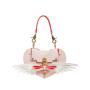 Custom pink heart angel white wings PU cute decorative women's bag Portable zipper shoulder niche design plus logo Tote bag