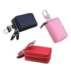 2022 Hot Sale Fashion Mens Womens Premium Embossed PU Car Key Holder Bag Key Chain Case Wallet with Dual Zipper Closure