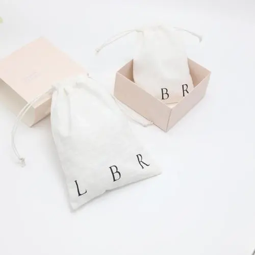 Promotion Recycled Wedding Favor Cosmetic Washing Cotton Drawstring Pouch Custom Logo Cotton Gift Packaging Makeup Bag