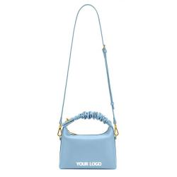 New Custom Ruched Handle Vegan Leather Womens Handbags Colorful Trendy Crossbody Small Cute Zipper Quality Pu Ladies Hand Bags