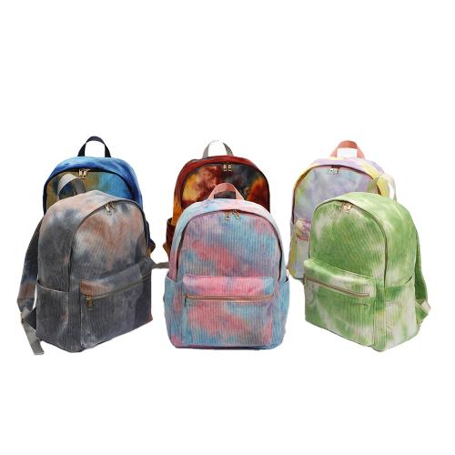 Keymay RTS Tie dye Corduroy Backpack Large Man Woman Outdoor Travel Sports Backpack Children Backpack School Bags