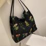 Large capacity embroidery todot female summer 2023 new tide cloth bag niche embroidery shoulder bag texture bucket bag