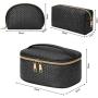 Cosmetic Set Case Vegan Leather Makeup Bag Personalized Travel Makeup Cosmetic Bag Luxury Black Toiletries Bag For Makeup Vegan