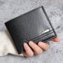 2024 New men's wallet fashion plaid horizontal soft leather men's short wallet large capacity multi-card purse