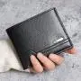 2024 New men's wallet fashion plaid horizontal soft leather men's short wallet large capacity multi-card purse