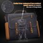 Lovevook 15.6 Inch Vintage Leather Laptop Book Bag Satchel Bag for Work School Men Messenger Bags Waterproof Canvas Briefcase