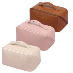 Customized PU leather toiletry bag female large-capacity portable travel daily use makeup organizer cosmetic bags
