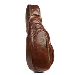 2024 Custom Vintage Genuine Leather Shoulder Chest Bag For Crossbody Men