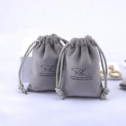Custom Logo Printing Mini Velvet Drawstring bag For Jewelry Packaging Soft Velvet Cosmetic Jewelry Pouch