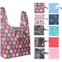 Gelory Custom Reusable Grocery Shopping Bags Foldable Polyester Waterproof Foldable Tote Shopping Bags With Attached Pouch