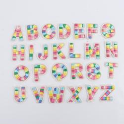 Keymay Stock No MOQ Rainbow 2.5" 2.17"Chenille letters Stick on for Bags Pouch Self Adhesive for Clothing DIY Embroidery Patches