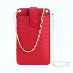 Phone bag for women Summer Trend Ladies Diamond Plaid Woven Chain Sling Mobile Phone Bag Single Handle Mini Design-Wholesale