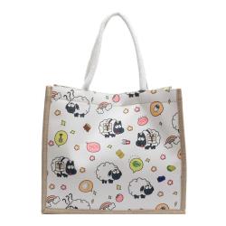 Large Capacity  Women'S New Cute Cartoon Shoulder Tote Bag Students Class Carrying Canvas Bag