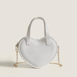 2022 New Candy Color Heart Shape Jelly Packet Fashion Children Handbag Silicone One Shoulder Across Pocket Wallet Cute Chain Bag