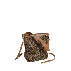 2024 Wholesale Leopard Fabric Leather Bucket Hand Bags For Women With Shoulder Strap